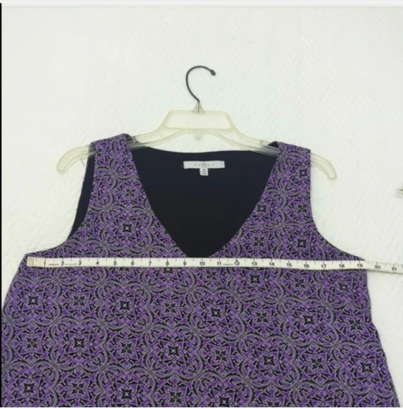 Summer Top purple black print sleeveless Casual to dressy Lightweight top - Picture 9 of 11